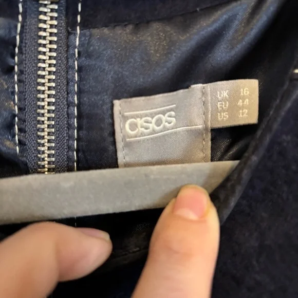 ASOS Suede Blue Mini Dress - size 12 - Picture 3 of 7